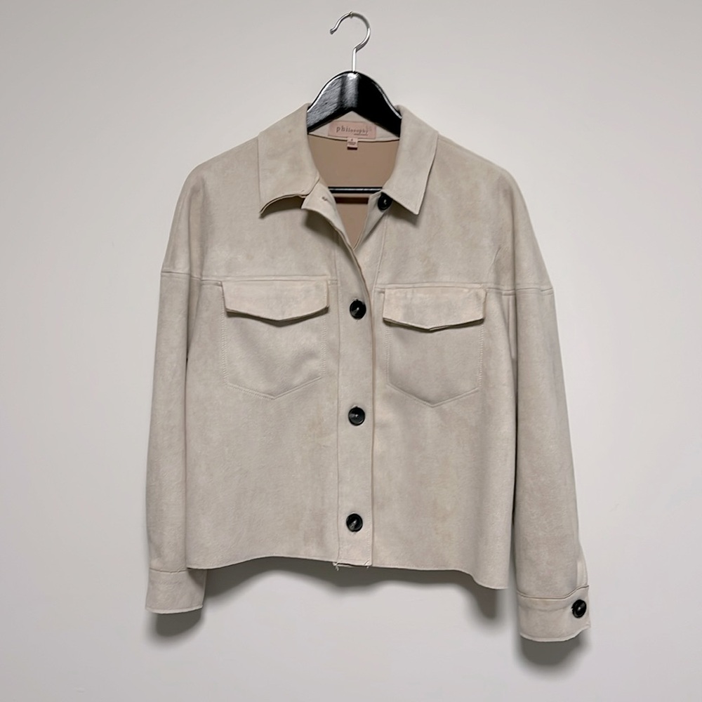 Philosophy beige short jacket sz small s preowned